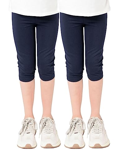 Capri Leggings Mädchen - 3/4 Hose, bequem, elastisch, vielseitig kombinierbar - Farben: Blau, Schwarz, Pink, Weiß, Größen: 92-176 (140, 2er-Pack Marine/Marine) von Staccato