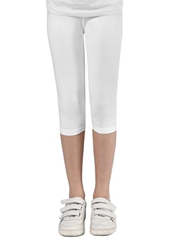 Capri Leggings Mädchen - 3/4 Hose, bequem, elastisch, vielseitig kombinierbar - Farben: Blau, Schwarz, Pink, Weiß, Größen: 92-176 (152, White) von Staccato