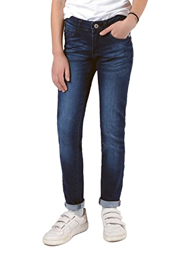 Staccato Mädchen Skinny Jeans Regular Fit - elastisch, weitenverstellbarer Bund, 5-Pocket-Style - Farben: Grau, Blau, Dunkelblau, Größen: 92-176 (as3, Numeric, Numeric_128, Regular, Dark Blue Denim) von Staccato