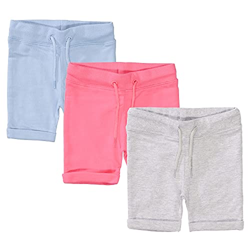 Staccato Baby Sweatshorts 3er-Set - Bio-Baumwolle, Organic Cotton, kuschelweich, bequem, ideal für den Sommer - Farben: Grau, Hellblau, Pink, Größe: 50/56 von Staccato