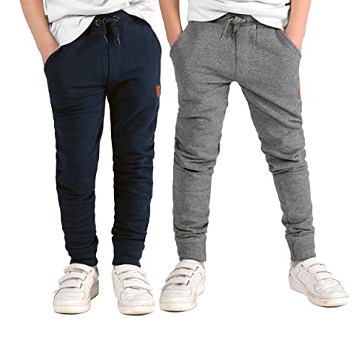 Staccato Jungen Jogginghose Doppelpack - Kordelzug, elastische Rippbündchen, formbeständig für Sport und Freizeit - Farbe: Anthra/Marine, Größe: 128/134 von Staccato