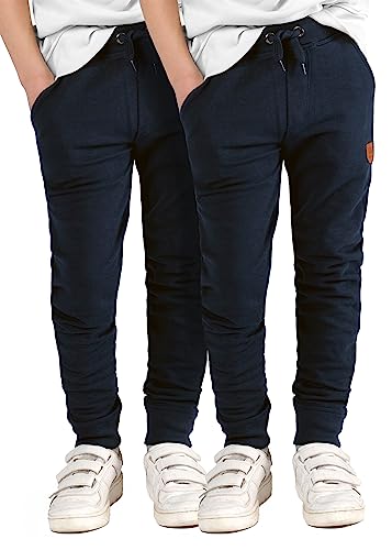 Staccato Jungen Jogginghose Doppelpack - Kordelzug, elastische Rippbündchen, formbeständig für Sport und Freizeit - Farbe: Marine/Marine, Größe: 128/134 von Staccato