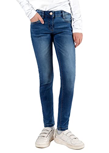 Staccato Mädchen Jeans - Slim Fit, Skinny Fit, bequem, modisch, weitenverstellbarer Innenbund, Stretch-Anteil - Mid Blue Denim, Größe 92-176 (110, Blau) von Staccato