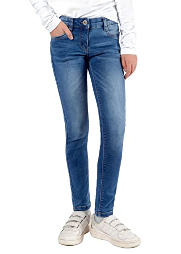 Staccato Mädchen Skinny Jeans Big Fit - elastisch, weitenverstellbarer Bund, 5-Pocket-Style - Farben: Grau, Blau, Dunkelblau, Größen: 134-176 (as3, Numeric, Numeric_146, Plus, Mid Blue) von Staccato