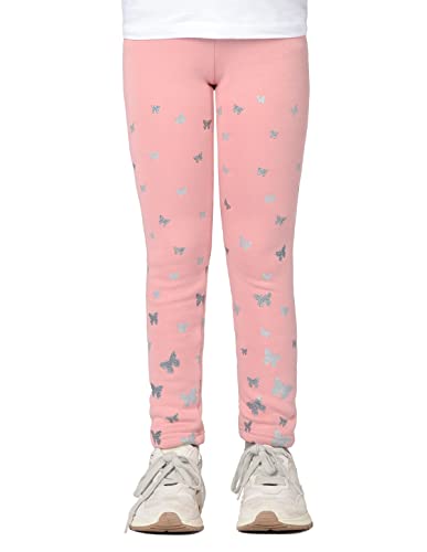 Staccato Mädchen Thermoleggings - gefüttert, elastisch, kuschelige Winterleggings - Designs: Herzen, Regenbogen, Einhorn, Schmetterling (128/134, Old Rose Schmetterling) von Staccato