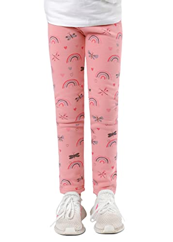 Staccato Mädchen Thermoleggings - gefüttert, elastisch, kuschelige Winterleggings - Designs: Herzen, Regenbogen, Einhorn, Schmetterling (92/98, Rose Regenbogen) von Staccato