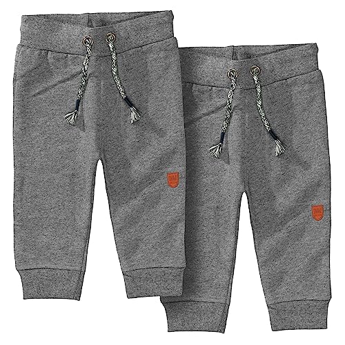 Staccato Unisex Baby Jogginghose | Kordelzug | elastische Rippbündchen Größe 68-86 für Jungen und Mädchen (68, Doppelpack Grey/Grey) von Staccato