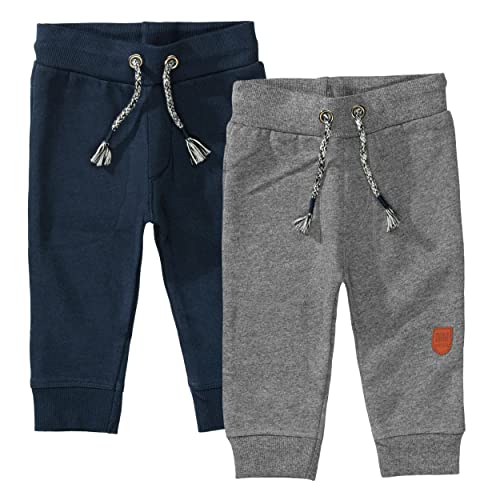 Staccato Unisex Baby Jogginghose | Kordelzug | elastische Rippbündchen Größe 68-86 für Jungen und Mädchen (68, Doppelpack Marine/Anthra) von Staccato