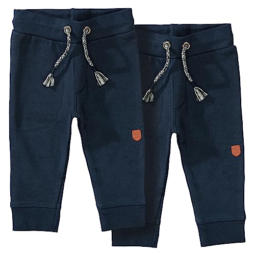 Staccato Unisex Baby Jogginghose | Kordelzug | elastische Rippbündchen Größe 68-86 für Jungen und Mädchen (74, Doppelpack Marine/Marine) von Staccato