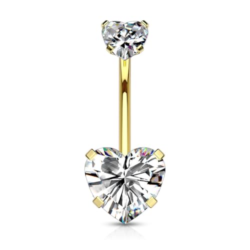 Stachelkleid Bauchnabelpiercing Herz Zirkonia Innengewinde Schmuck Chirurgenstahl 316L Herz Piercing für Frauen Gold/Kristall Stachelkleid Bauchnabelpiercing Herz Zirkonia Innengewinde Schmuck Chirurgenstahl 316L Herz Piercing für Frauen Gold/Kristall von Stachelkleid