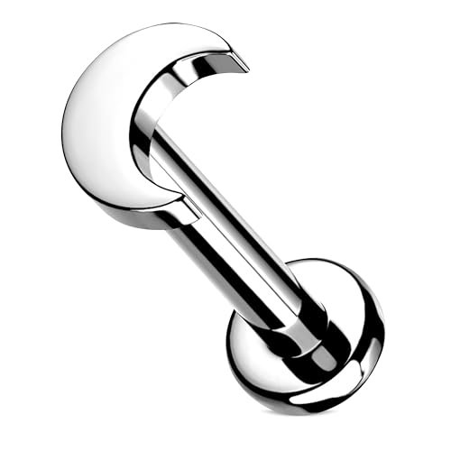 Stachelkleid Labret Piercing Titan Mond Flat Base Flache Basis Universal Hypoallergen Man Frau Conch Cyber Dahlia Helix Ohr Nase Septril Shark Snake Knorpel Lippe Silber, 6 mm von Stachelkleid