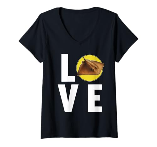 Damen Stachelrochen Rochen T-Shirt mit V-Ausschnitt Damen Stachelrochen Rochen T-Shirt mit V-Ausschnitt von Stachelrochen Rochen Tier Shop