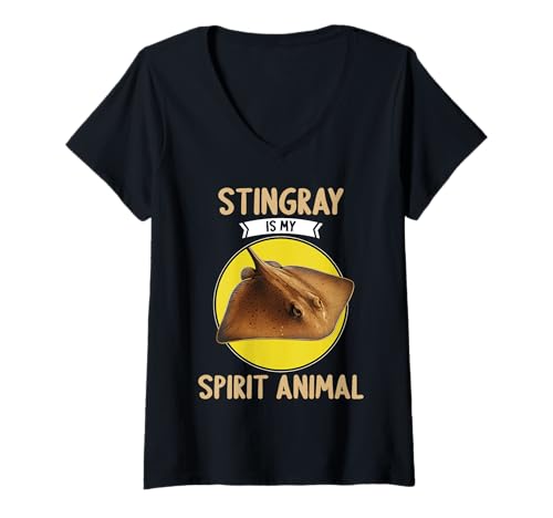 Damen Stachelrochen Rochen T-Shirt mit V-Ausschnitt Damen Stachelrochen Rochen T-Shirt mit V-Ausschnitt von Stachelrochen Rochen Tier Shop