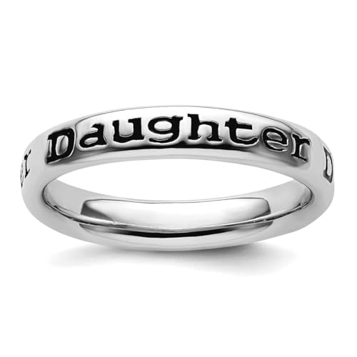 925 Sterling Silber gemustert stapelbar poliert emailliert Tochter Ring stapelbar Ring für Frauen, US 6 | EU 52.75 | DE 16.5 | JP 12 | UK M, Metall Silber Emaille Metall: Silberfarben, Kein Edelstein von Stackable Expressions
