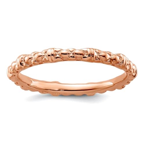 925er Sterlingsilber, poliertes gemustertes Stackable Expressions mit rosa plattiertem Kabelring, US-Größe 6, Schmuck für Damen von Stackable Expressions