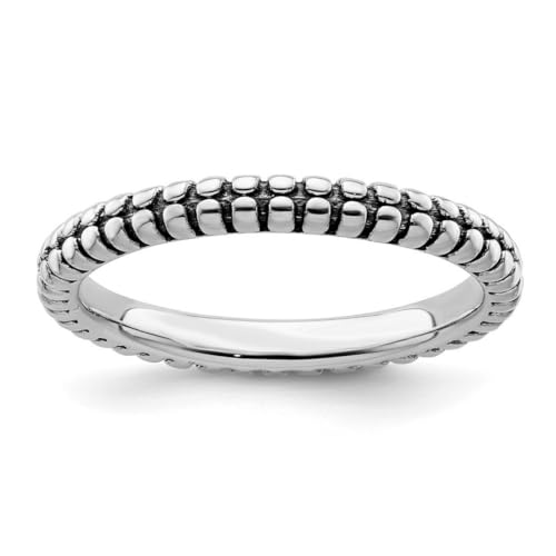 Damen-Stackable Expressions aus 925er-Sterlingsilber, poliert, gemustert, 2,5 mm, Größe 10 von Stackable Expressions