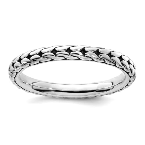 Damen-Stackable Expressions aus 925er Sterlingsilber, poliert, gemustert, Größe 5, 2,5 mm von Stackable Expressions