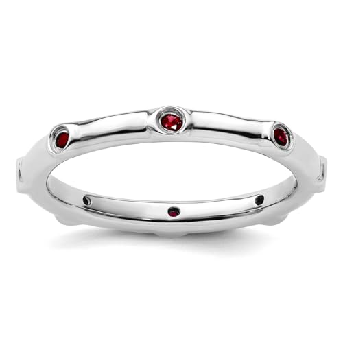 Ring aus 925er Sterlingsilber, polierter Stackable Expressions mit Rubin in den USA, Größe 5, Schmuck für Damen von Stackable Expressions