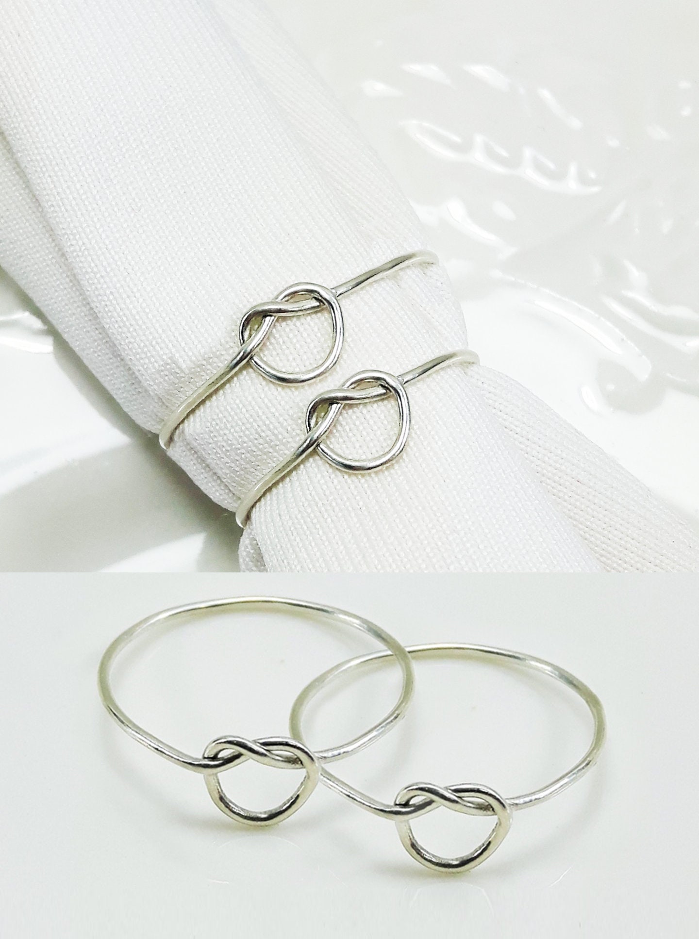 2Er Set Herz Knoten Ring Mutter Tochter Ringe Schwester Zierliche Versprechen Silber Süßer Minimalist Beste Freundin von StackedLayeredShine
