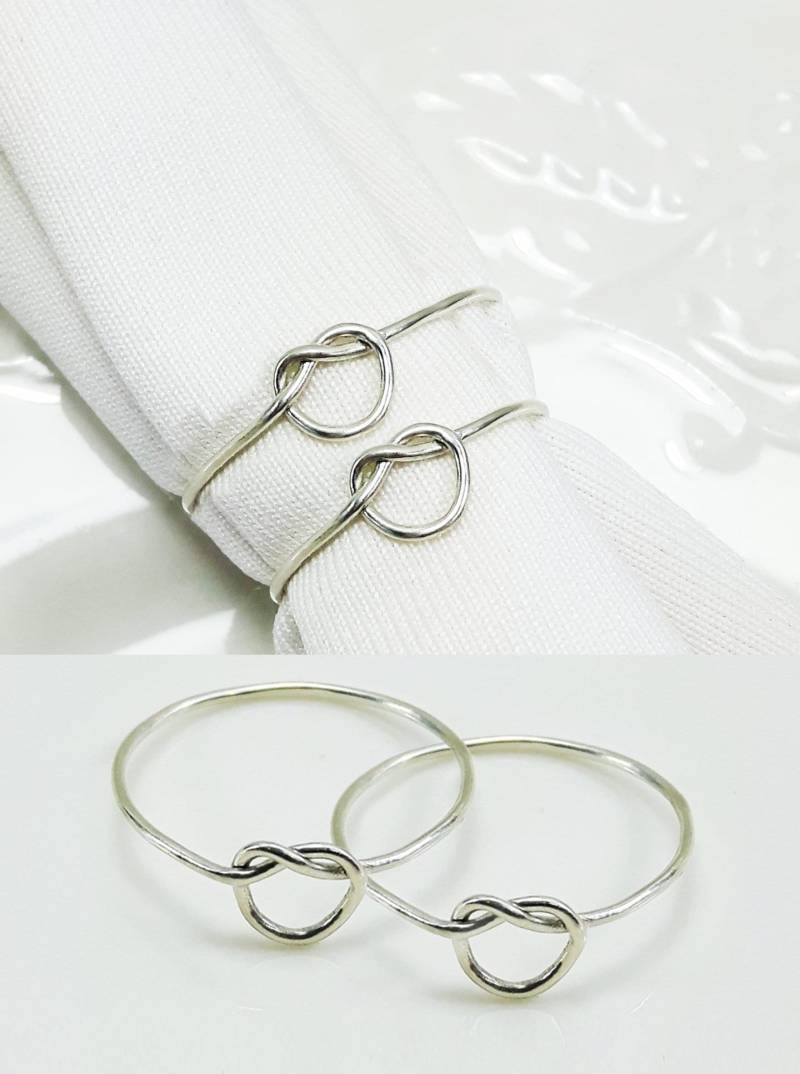 2Er Set Herz Knoten Ring Mutter Tochter Ringe Schwester Zierliche Versprechen Silber Süßer Minimalist Beste Freundin von StackedLayeredShine