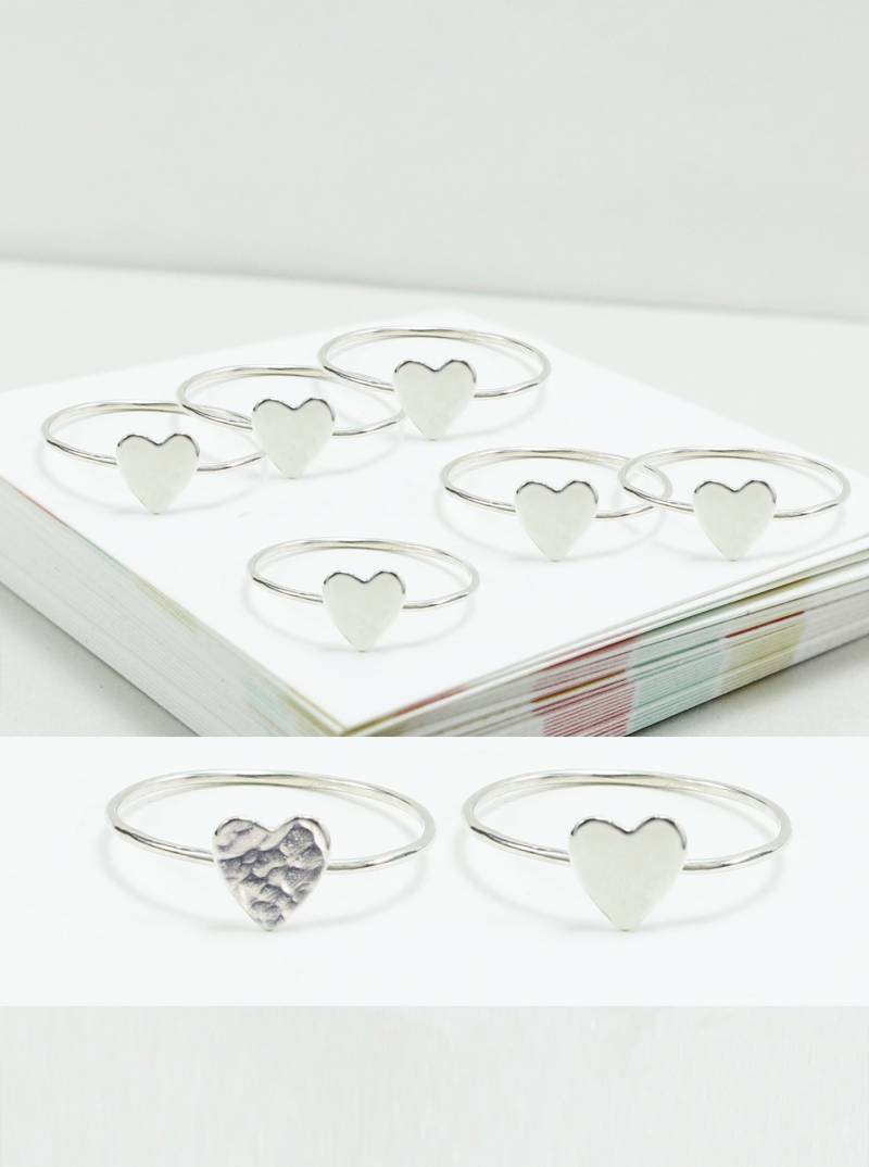 Herz Ring Mutter Tochter Ringe Schwester Set Für 2, 3, Beste Freundin Zierliche Versprechen Silber Frauen Bff Brautjungfern Geschenk von StackedLayeredShine