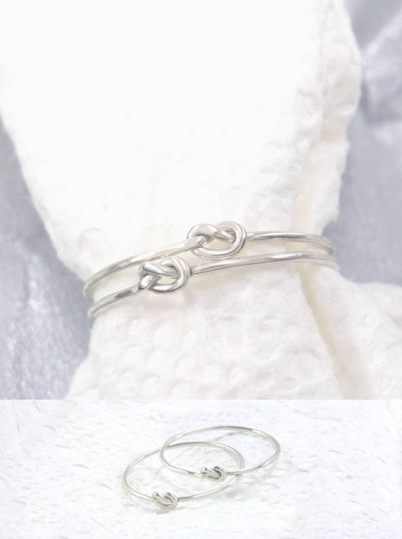 Kleine Knoten Ringe Set Von 2 Mutter Tochter Schwester Zierliche Ring Versprechen Silber Süßer Minimalist Beste Freundin von StackedLayeredShine