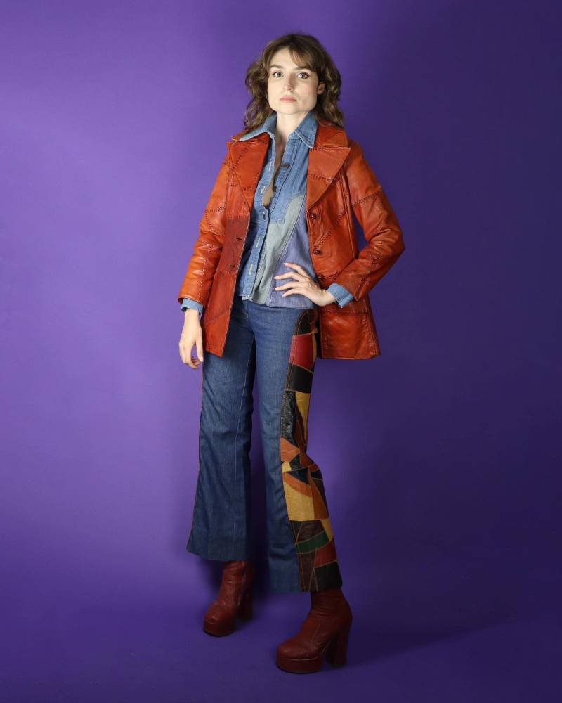 Vintage 1970Er Jahre Patchwork Whipstitch Leder Blazer Lee Imports von StacksVintageUK