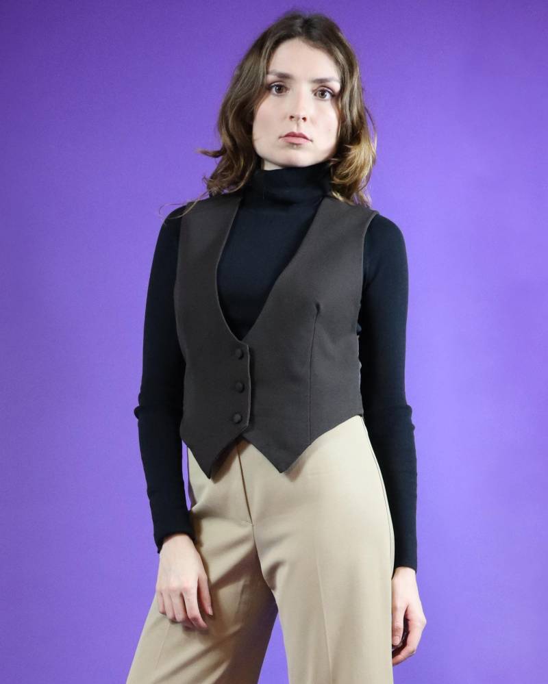 Vintage 1970S Gabardine Weste Braun, Handarbeit Vintage 1970S Gabardine Weste Braun, Handarbeit von StacksVintageUK