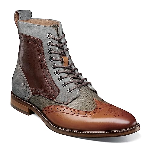 Stacy Adams Herren Finnegan Wingtip Schnürstiefel Mode-Stiefel, Cognac Multi, 44 EU von Stacy Adams