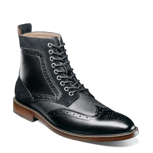 STACY ADAMS Finnegan Wingtip Schnürstiefel für Herren, Schwarz Multi, 42.5 EU von Stacy Adams