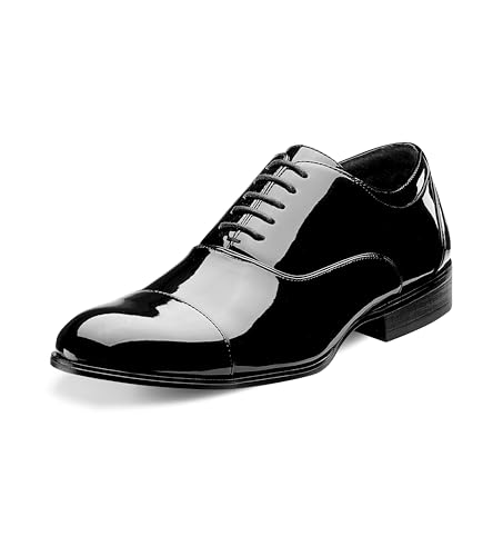 STACY ADAMS Herren Gala Cap-Toe Smoking Schnürschuh Oxford, Schwarz (schwarzer Lack), 48 EU von Stacy Adams