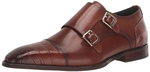 STACY ADAMS Pierson Herren Halbschuh mit Doppelriemen, Zehenkappe, Cognac, 44 EU von Stacy Adams
