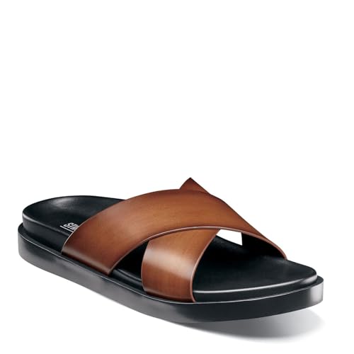 Stacy Adams Herren Montel Pantoletten mit Kreuzriemen Schiebe-Sandalen, Cognac, 43 EU von Stacy Adams