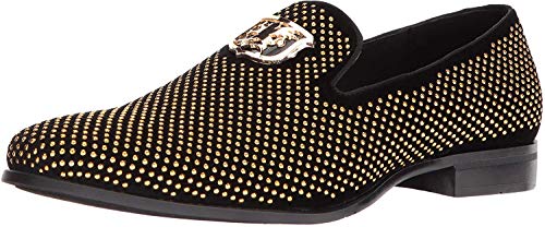 Stacy Adams Herren Swagger Slip-on mit Nieten Fahrer-Slipper, schwarz/goldfarben, 46.5 EU von Stacy Adams
