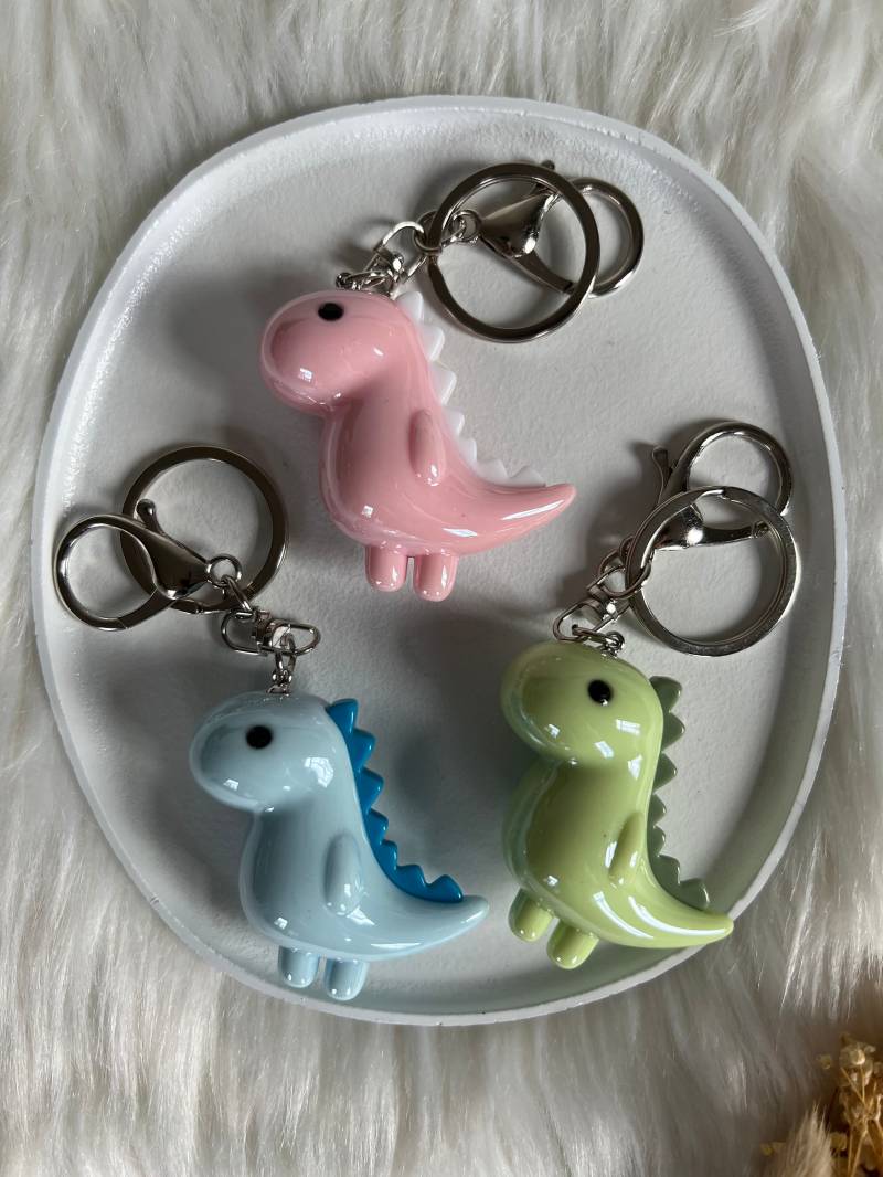 Schlüsselanhänger Dino | Dinosaurier T-Rex Blau Grün Rosa Accessoires von StacysCuteStuff