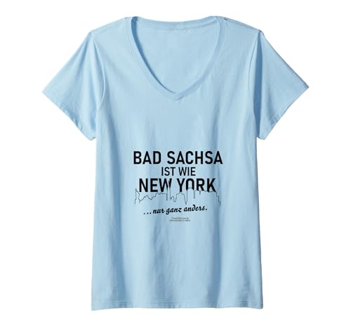 Damen Bad Sachsa ist wie New York ... nur ganz anders Bad Sachsa T-Shirt mit V-Ausschnitt Damen Bad Sachsa ist wie New York ... nur ganz anders Bad Sachsa T-Shirt mit V-Ausschnitt von Stadt Bad Sachsa Städte Souvenirs ohne PLZ