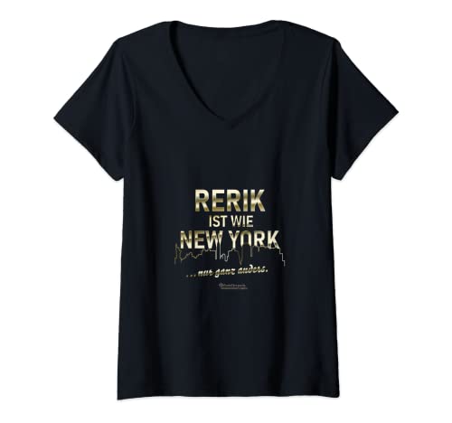 Damen Rerik ist wie New York ... nur ganz anders Rerik T-Shirt mit V-Ausschnitt Damen Rerik ist wie New York ... nur ganz anders Rerik T-Shirt mit V-Ausschnitt von Stadt Rerik Städte Souvenirs ohne PLZ
