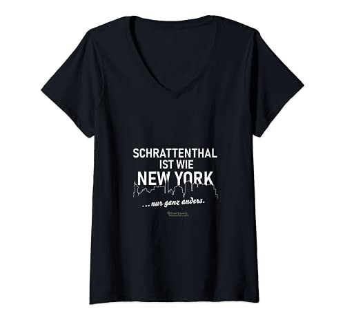 Damen Schrattenthal ist wie New York - nur anders Schrattenthal T-Shirt mit V-Ausschnitt Damen Schrattenthal ist wie New York - nur anders Schrattenthal T-Shirt mit V-Ausschnitt von Stadt Schrattenthal Städte Souvenirs ohne PLZ