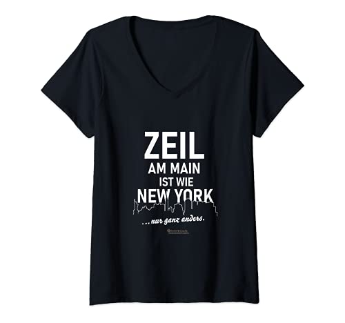 Damen Zeil am Main ist wie New York ... nur ganz anders T-Shirt mit V-Ausschnitt Damen Zeil am Main ist wie New York ... nur ganz anders T-Shirt mit V-Ausschnitt von Stadt Zeil am Main Städte Souvenirs ohne PLZ