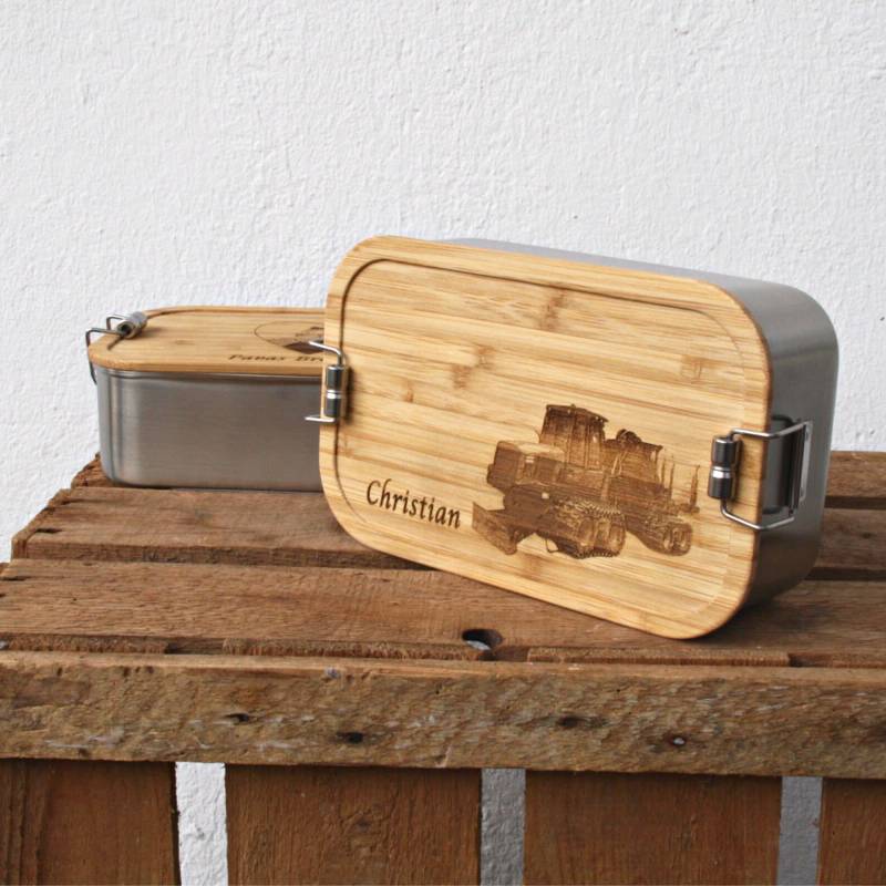 Personalisierte Foto Brotdose Aus Edelstahl Und Bambus Mit Gravur, Lunchbox Eigenem Bild Text Personalisierte Foto Brotdose Aus Edelstahl Und Bambus Mit Gravur, Lunchbox Eigenem Bild Text von StadtLandHolz