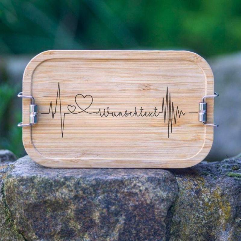 Personalisierte Lunchbox Herzschlag Wunschtext Personalisierte Lunchbox Herzschlag Wunschtext von StadtLandHolz