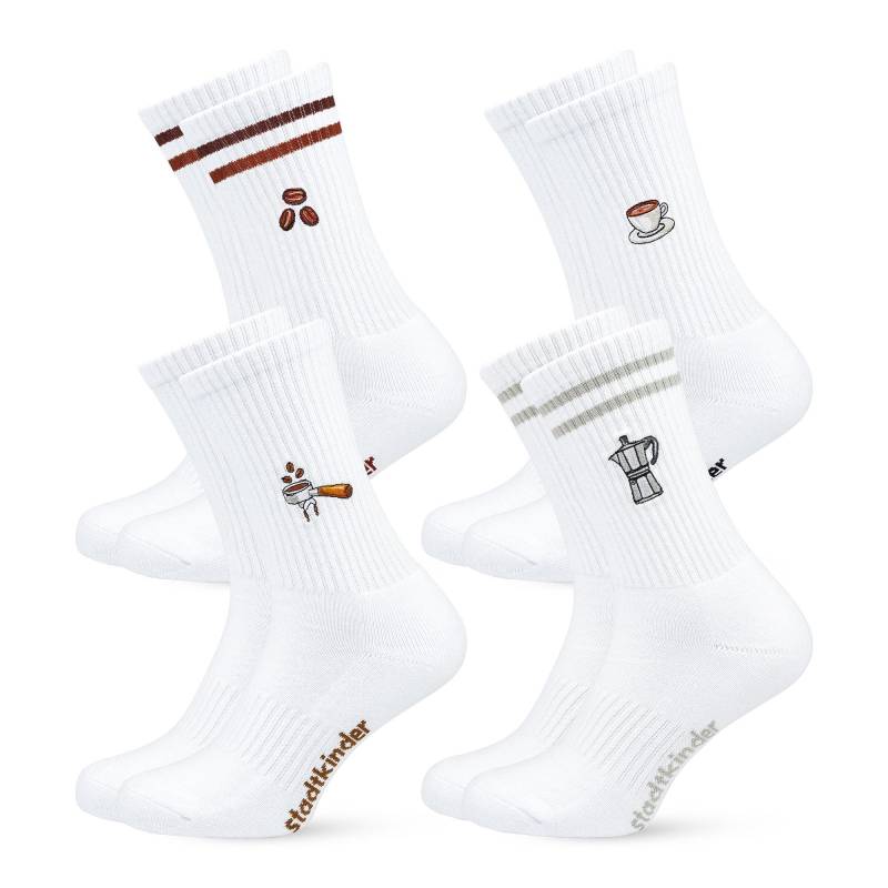 Barista Mix Socken 4Er Set Bestickte Bio-Baumwolle Sportsocken Für Damen & Herren Lustige Tennissocken Mit Kaffee-Motiv von StadtkinderCom
