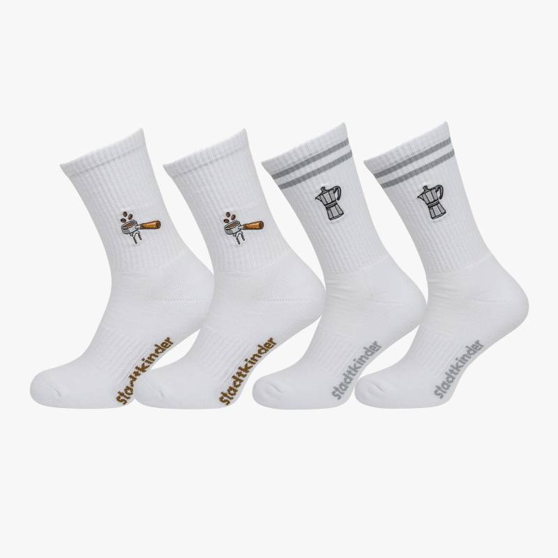 Kaffee Mix Socken 4Er Set Bestickte Bio-Baumwolle Sportsocken Für Damen & Herren Lustige Tennissocken Mit Kaffee-Motiv von StadtkinderCom