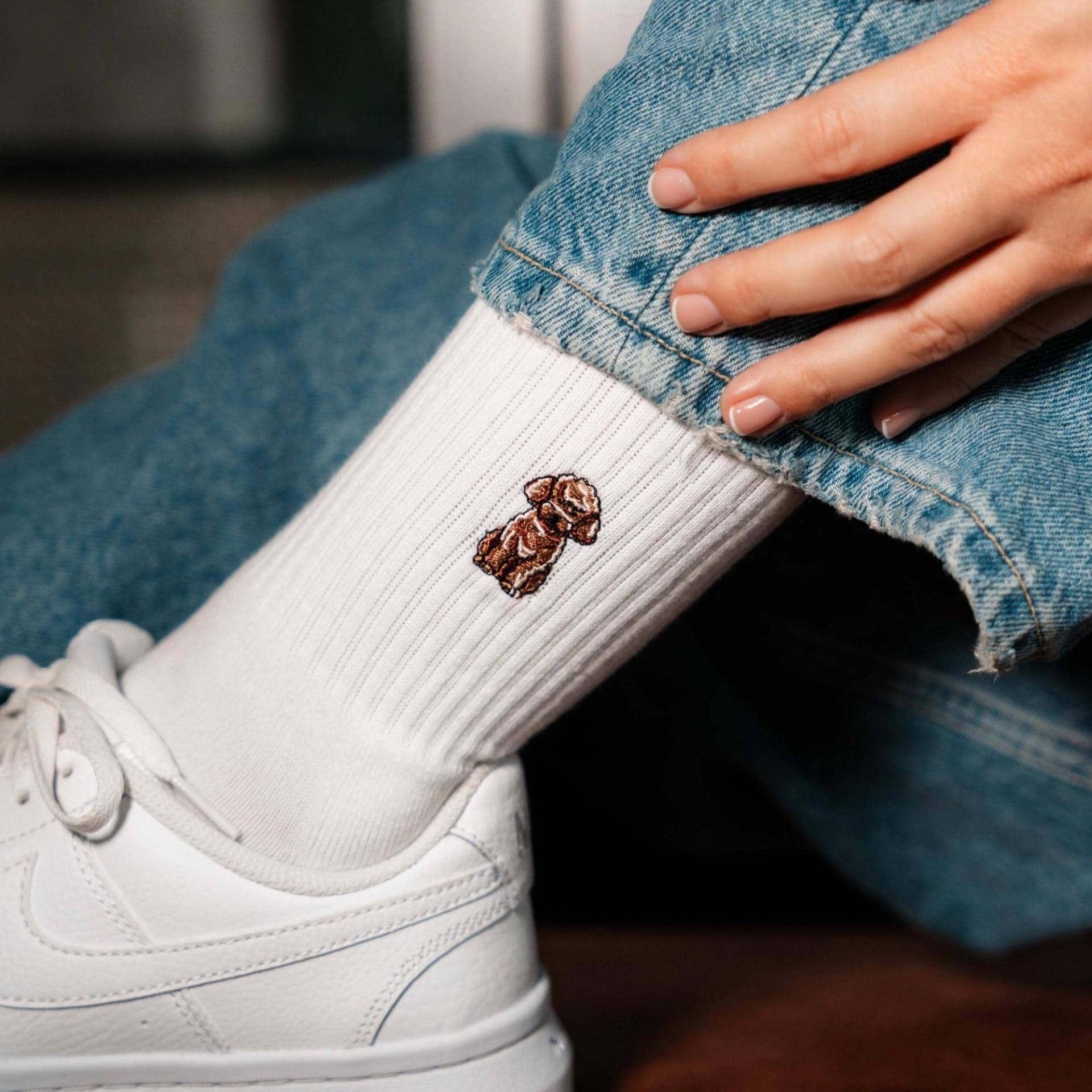 Pudel Für Tierliebhaber Bestickte Bio-Baumwolle Sportsocken Damen & Herren Lustige Tennissocken Mit Tiermotiv von StadtkinderCom