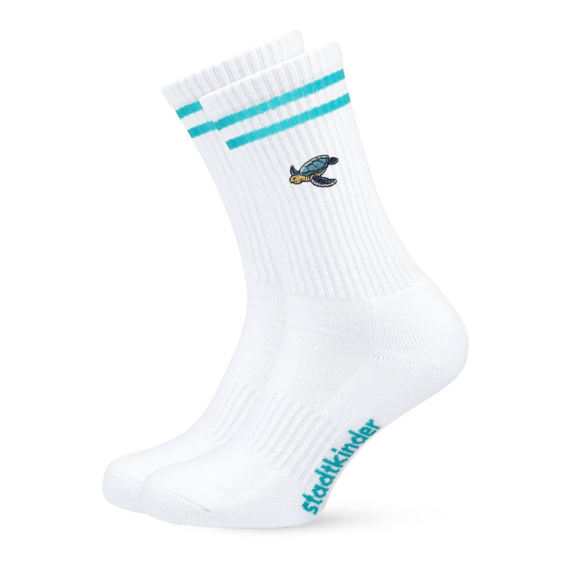 Schildkröte Socken Für Tierliebhaber Bestickte Bio-Baumwolle Sportsocken Damen & Herren Lustige Tennissocken Mit Tiermotiv von StadtkinderCom