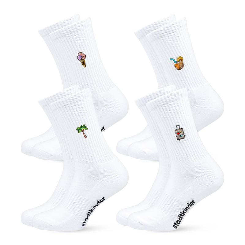 Travel Mix Socken 4Er Set Für Reisefans Bestickte Bio-Baumwolle Sportsocken Damen & Herren Lustige Tennissocken Mit Urlaubsmotiv von StadtkinderCom