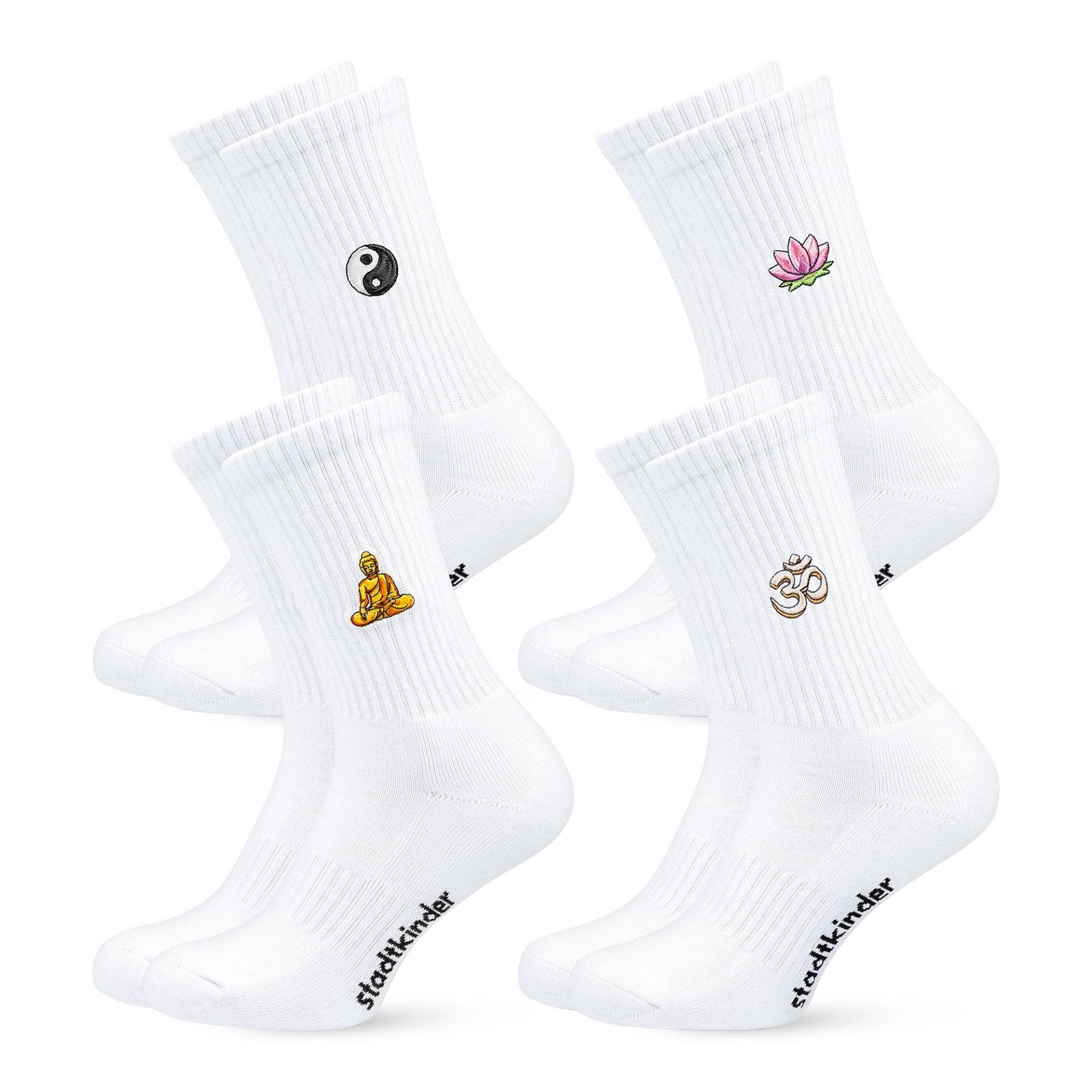 Yoga Mix Socken 4Er Set Für Sportfans Bestickte Bio-Baumwolle Sportsocken Damen & Herren Lustige Tennissocken Mit Spirituellem Motiv von StadtkinderCom
