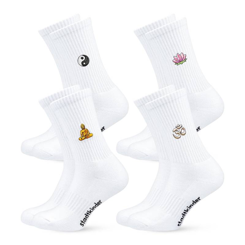 Yoga Mix Socken 4Er Set Für Sportfans Bestickte Bio-Baumwolle Sportsocken Damen & Herren Lustige Tennissocken Mit Spirituellem Motiv von StadtkinderCom