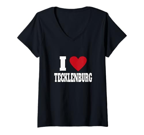 Damen Heimatstadt Liebhaber Ich Liebe Tecklenburg T-Shirt mit V-Ausschnitt von Städte Liebhaber Geschenke Für Lieblingsstädte