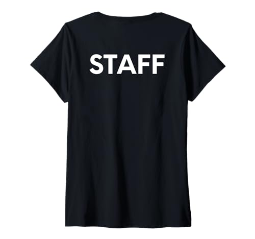 Damen Mitarbeiter Event Outfit Crew Musik Festivals Backprint Worker T-Shirt mit V-Ausschnitt Damen Mitarbeiter Event Outfit Crew Musik Festivals Backprint Worker T-Shirt mit V-Ausschnitt von Staff event work clothes for festivals worker